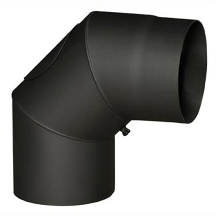 Koleno kouřové s otvorem 160mm/90st.t.1.5mm ČER (654419)
