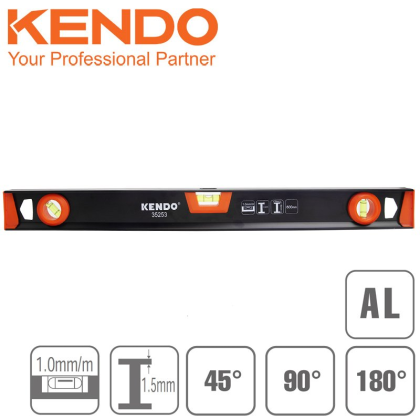KENDO Vodováha 600 mm, přesnost 1mm/m, 3 libely, AL, 35253